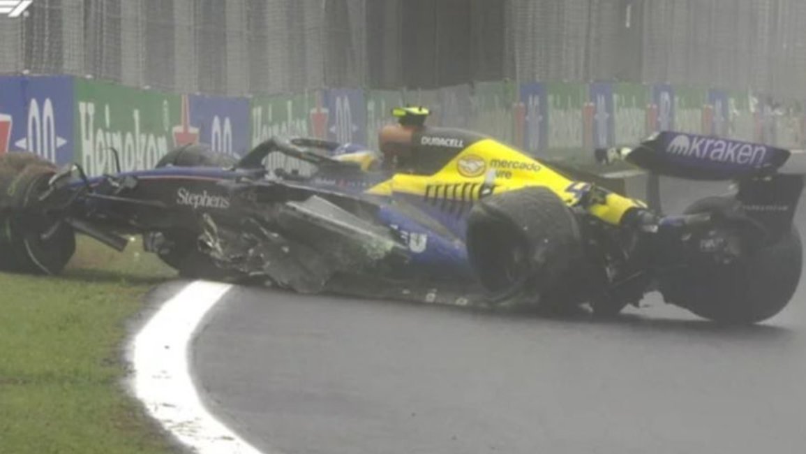 VIDEO. Fuerte choque de Franco Colapinto en la vuelta 32 lo dejó afuera del GP de Brasil
