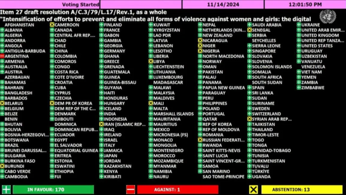 Argentina en la ONU: votó contra una resolución para eliminar la violencia digital contra mujeres y niñas