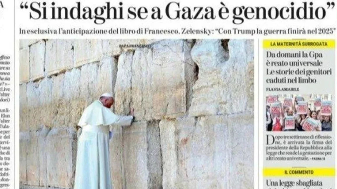  El Papa Francisco solicita una investigación sobre posibles crímenes de genocidio en Gaza