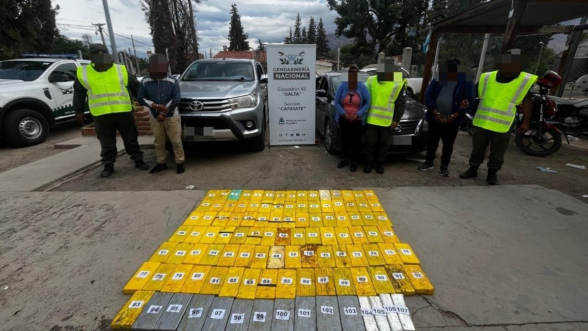 Gendarmería secuestró 109 kilos de cocaína en un operativo en Cafayate