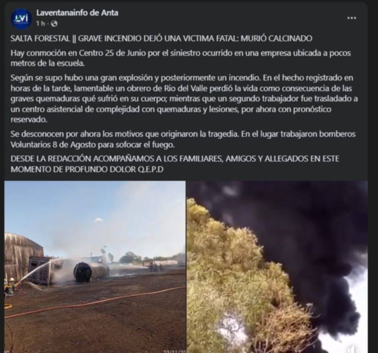 VIDEO. Tragedia en Anta: un obrero murió y otro resultó gravemente herido tras la explosión de una garrafa