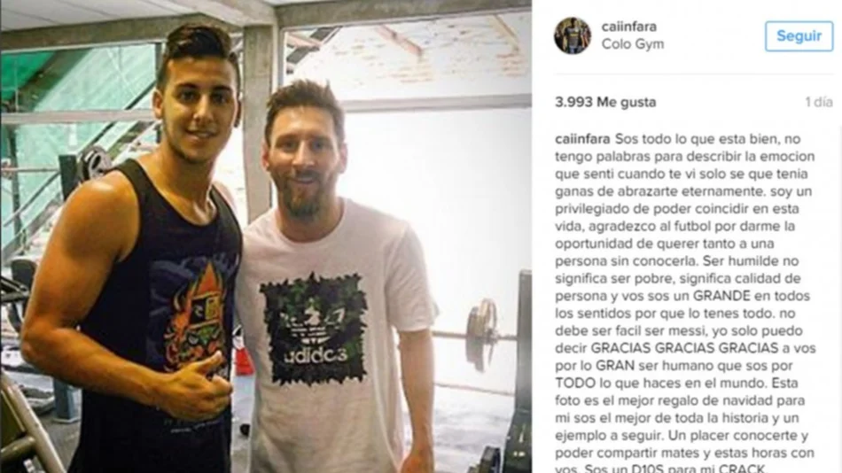 La foto de un jugador de Juventud Antoniana junto a Messi que se hizo viral