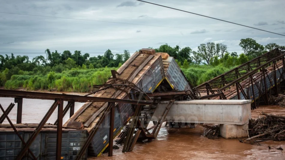 La mole de 103 años parecía un juguete roto sobre el río