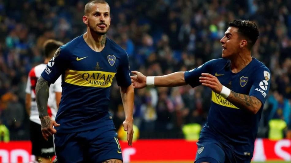 La burla de Benedetto a Montiel en el festejo del primer gol de Boca