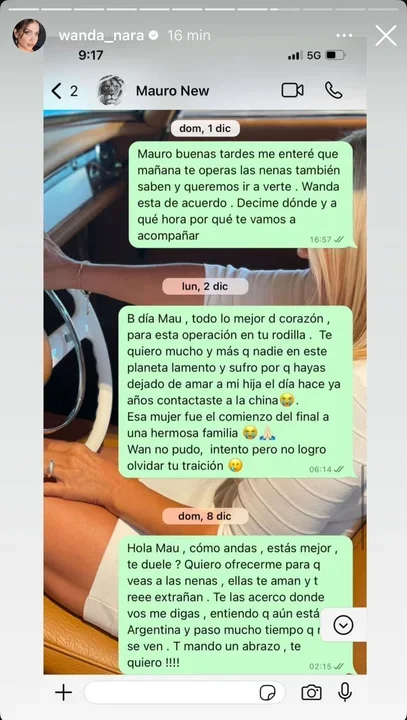 Wanda Nara publicó un chat entre Mauro Icardi y su mamá: "Intentó, pero no logró olvidar tu traición”